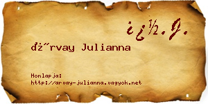 Árvay Julianna névjegykártya